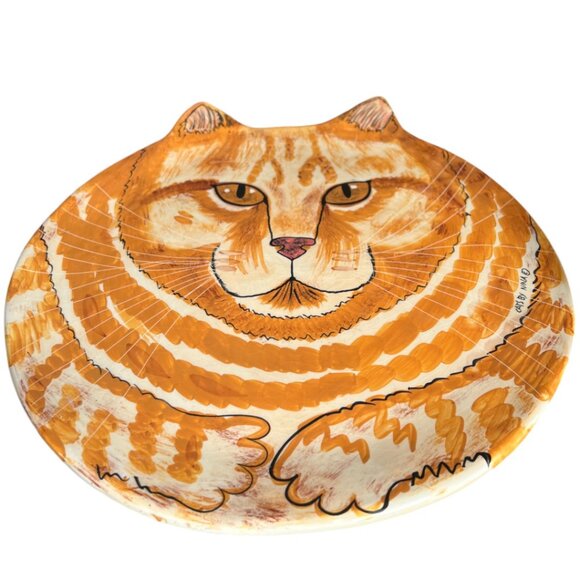 Vtg 2001 NINA LYMAN Hand-Painted Ceramic Cat Plate Large "Cats by Nina" 12.75" D - Picture 2 of 16
